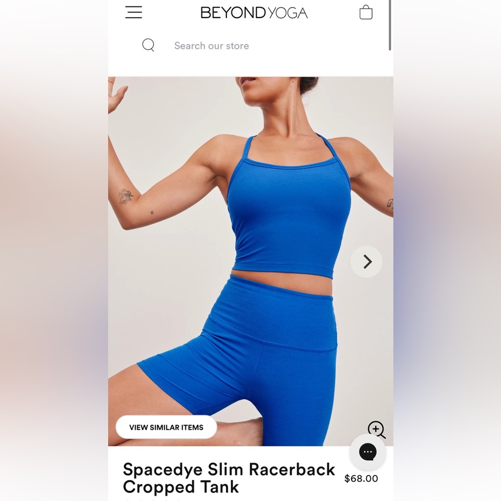 Beyond Yoga Spacedye Slim Racerback Cropped Tank Blue Size L